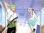 zoro e nami all'interno della fortezza navarone